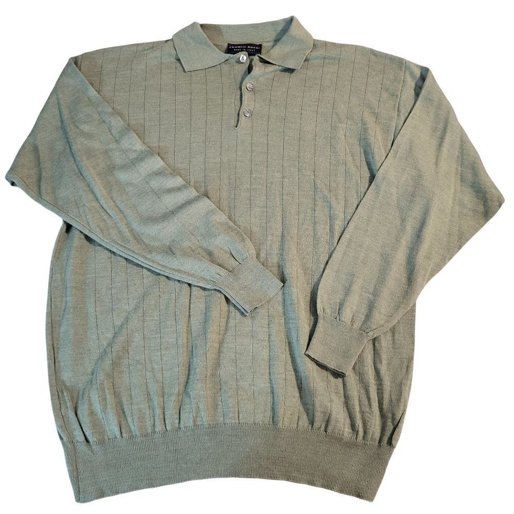 Franco Rossi Men's XXL Merino Wool Blend Made In Italy Green LS Sweater